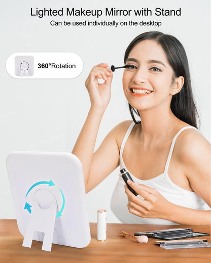 Relavel Makeup Mirror with Lights - LED Replacement for Makeup Bag, 3 Color Lighting, Brightness Adjustable, 8.3 x 5.1 Inches, White Avelisse