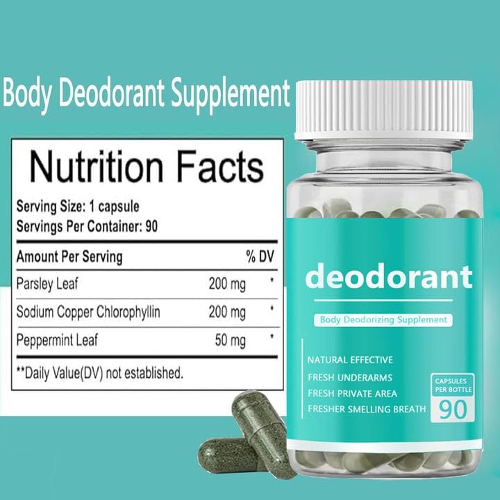 SIRDIKA Body Deodorizing Supplement - Internal Deodorant Chlorophyll Capsules for Odor Control, 90 Count Avelisse