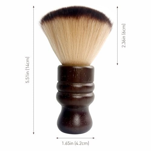 Jaasuee Large Neck Duster Soft Nylon Hair Barber Brush with Wooden Handle - Face Cleaning Hairbrush for Haircuts and Styling Kits, Brown - görsel 7