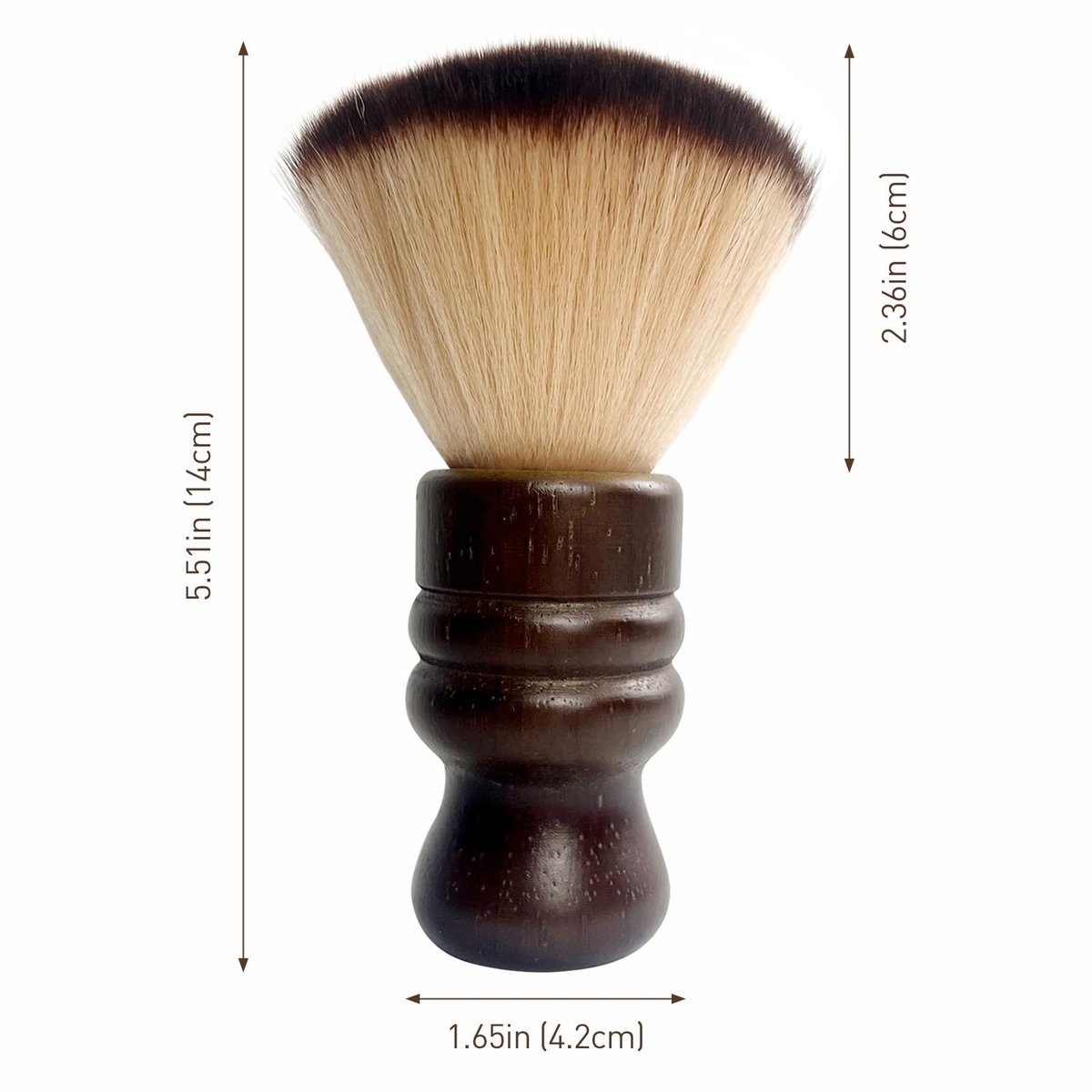Jaasuee Large Neck Duster Soft Nylon Hair Barber Brush with Wooden Handle - Face Cleaning Hairbrush for Haircuts and Styling Kits, Brown - görsel 8