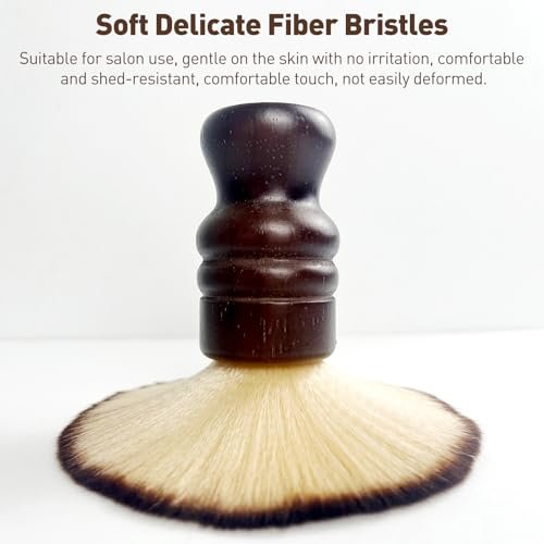 Jaasuee Large Neck Duster Soft Nylon Hair Barber Brush with Wooden Handle - Face Cleaning Hairbrush for Haircuts and Styling Kits, Brown - görsel 9