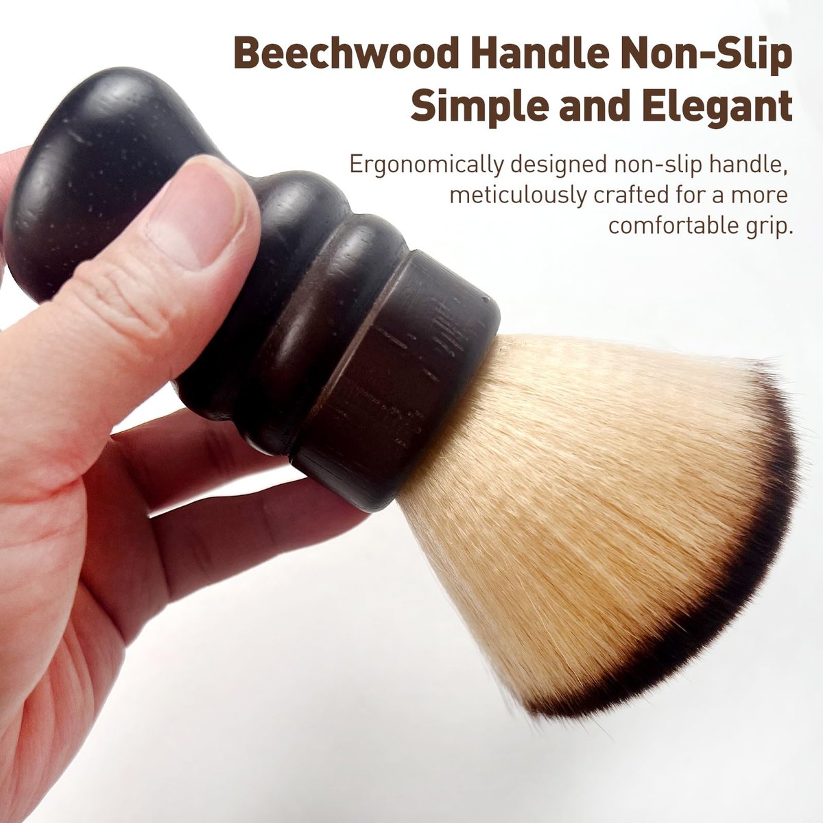 Jaasuee Large Neck Duster Soft Nylon Hair Barber Brush with Wooden Handle - Face Cleaning Hairbrush for Haircuts and Styling Kits, Brown - görsel 12