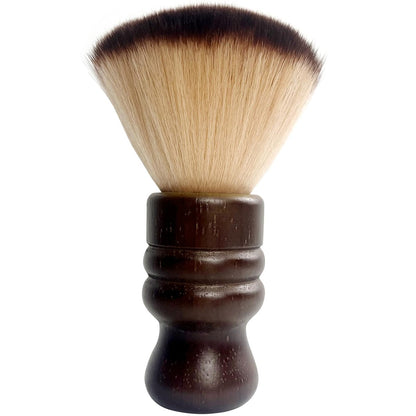 Jaasuee Large Neck Duster Soft Nylon Hair Barber Brush with Wooden Handle - Face Cleaning Hairbrush for Haircuts and Styling Kits, Brown