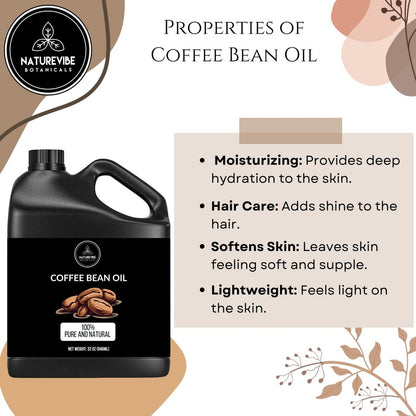 Naturevibe Botanicals 100% Pure Coffee Bean Oil - 32 oz | Natural Moisturizer for Skin & Hair Care Avelisse