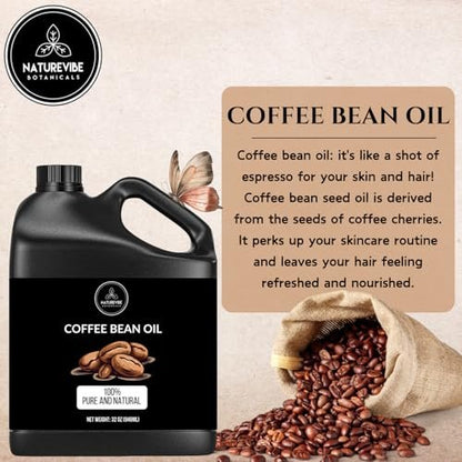 Naturevibe Botanicals 100% Pure Coffee Bean Oil - 32 oz | Natural Moisturizer for Skin & Hair Care Avelisse
