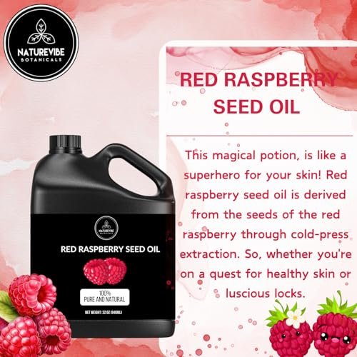 Naturevibe Botanicals Red Raspberry Oil - 100% Pure & Natural for Skin & Hair Care (32 oz) Avelisse