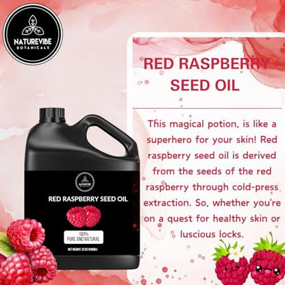 Naturevibe Botanicals Red Raspberry Oil - 100% Pure & Natural for Skin & Hair Care (32 oz) Avelisse