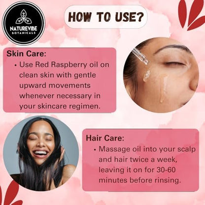 Naturevibe Botanicals Red Raspberry Oil - 100% Pure & Natural for Skin & Hair Care (32 oz) Avelisse