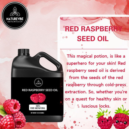 Naturevibe Botanicals Red Raspberry Oil - 100% Pure & Natural for Skin & Hair Care (32 oz) Avelisse