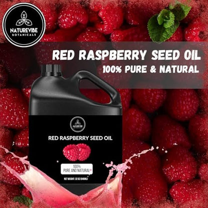 Naturevibe Botanicals Red Raspberry Oil - 100% Pure & Natural for Skin & Hair Care (32 oz) Avelisse