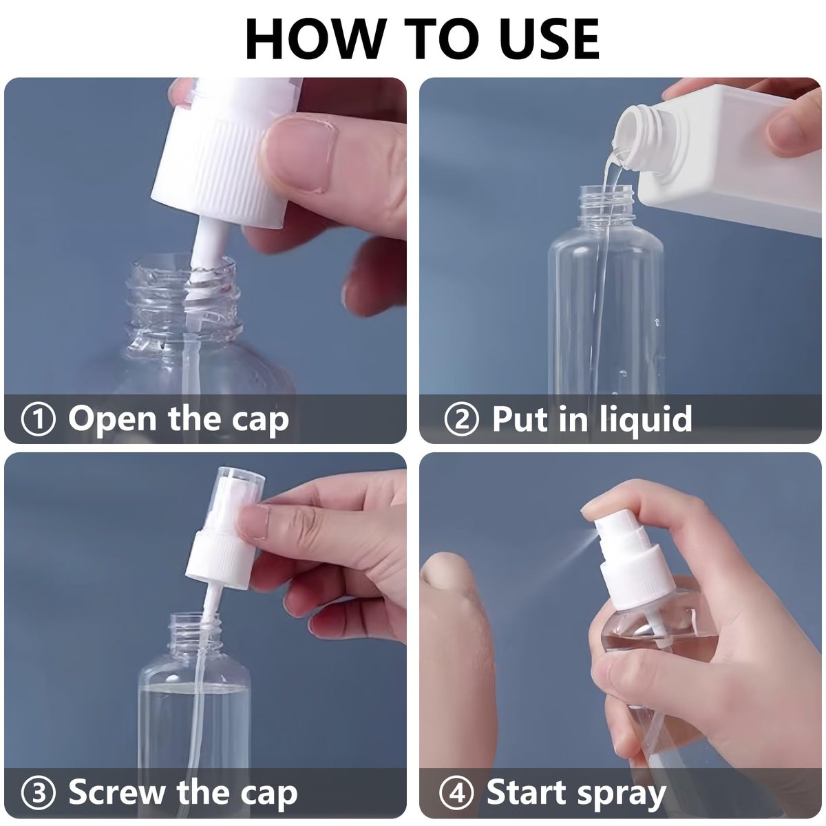 DTDNZKN 4 Pack 4 oz (120ml) Small Spray Bottles - Fine Mist, Refillable, Reusable Plastic Spray Bottles for Hair, Cleaning, Plants, and Travel - görsel 7