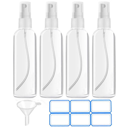 DTDNZKN 4 Pack 4 oz (120ml) Small Spray Bottles - Fine Mist, Refillable, Reusable Plastic Spray Bottles for Hair, Cleaning, Plants, and Travel