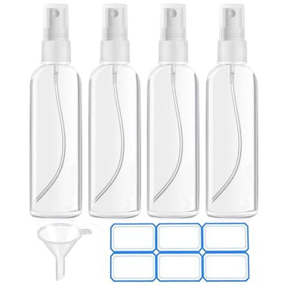DTDNZKN 4 Pack 4 oz (120ml) Small Spray Bottles - Fine Mist, Refillable, Reusable Plastic Spray Bottles for Hair, Cleaning, Plants, and Travel