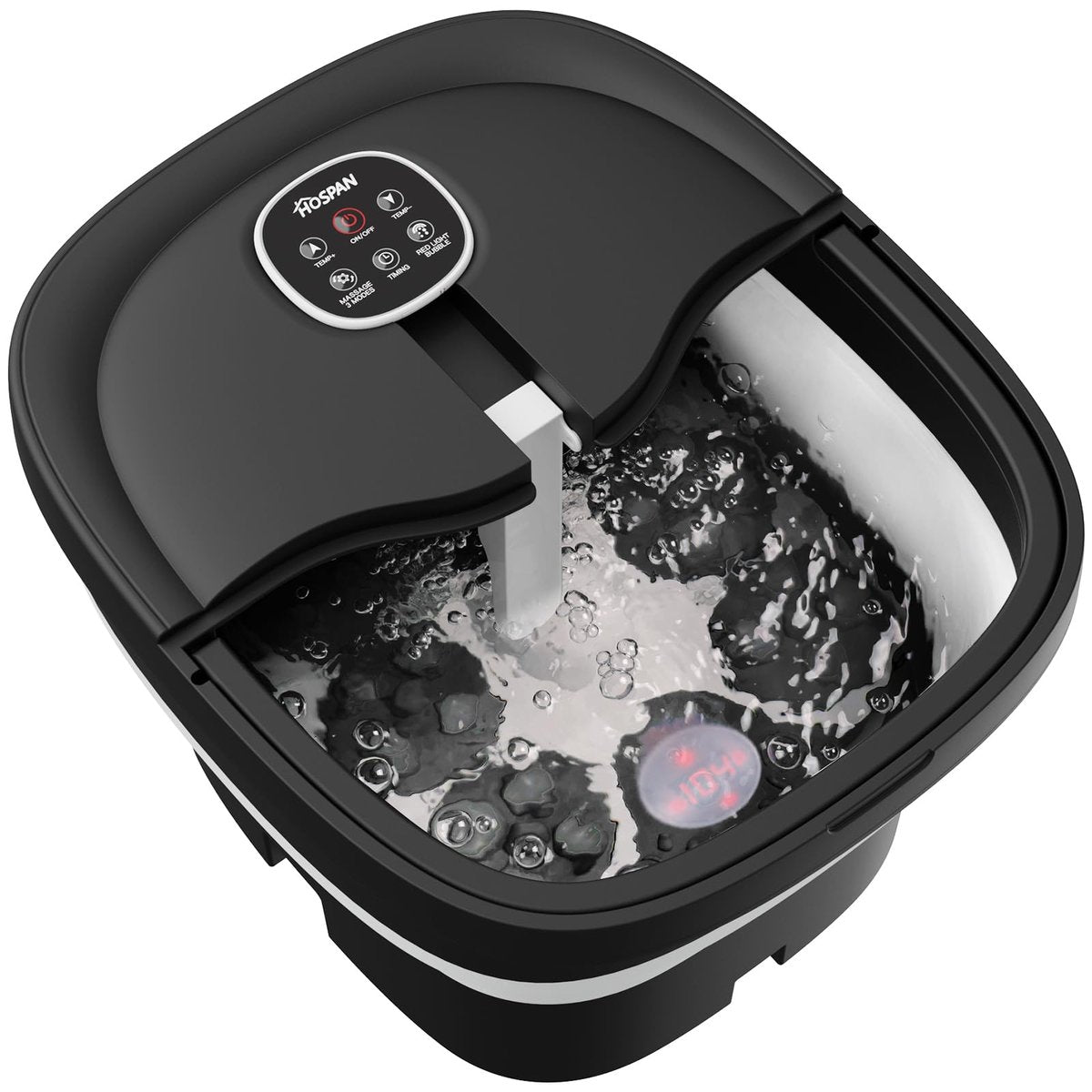 HOSPAN Collapsible Foot Spa with Electric Rotary Massage, Heat, Bubbles, and 24 Shiatsu Massage Balls for Stress Relief Avelisse