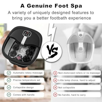 HOSPAN Collapsible Foot Spa with Electric Rotary Massage, Heat, Bubbles, and 24 Shiatsu Massage Balls for Stress Relief Avelisse