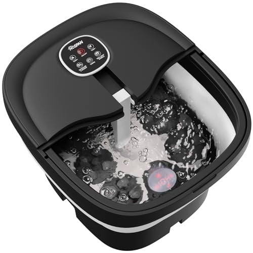 HOSPAN Collapsible Foot Spa with Electric Rotary Massage, Heat, Bubbles, and 24 Shiatsu Massage Balls for Stress Relief Avelisse