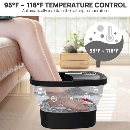 HOSPAN Collapsible Foot Spa with Electric Rotary Massage, Heat, Bubbles, and 24 Shiatsu Massage Balls for Stress Relief Avelisse