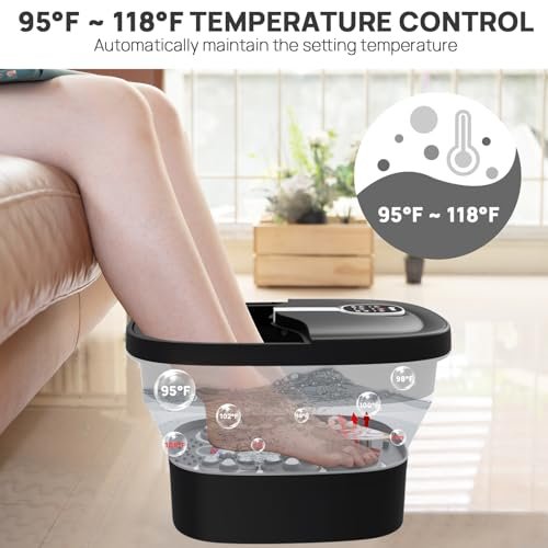 HOSPAN Collapsible Foot Spa with Electric Rotary Massage, Heat, Bubbles, and 24 Shiatsu Massage Balls for Stress Relief Avelisse