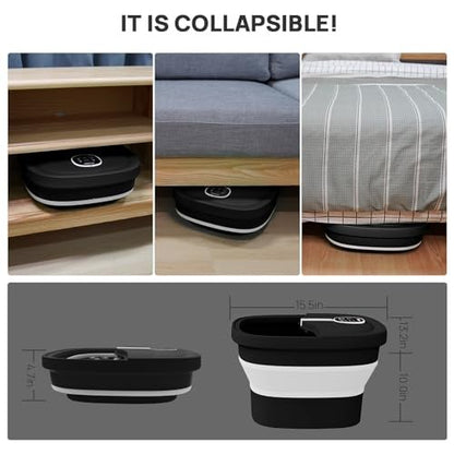 HOSPAN Collapsible Foot Spa with Electric Rotary Massage, Heat, Bubbles, and 24 Shiatsu Massage Balls for Stress Relief Avelisse