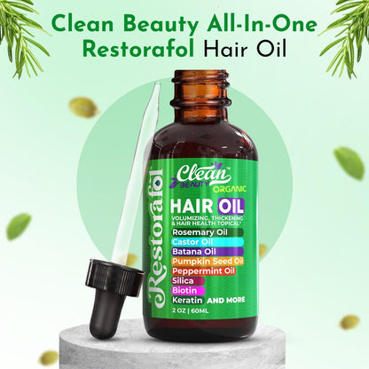 Clean Beauty Rosemary Hair Oil for Growth with Castor Oil, Batana Oil, Pumpkin Seed Oil, Peppermint Oil, Silica, Biotin, Collagen, Keratin, Saw Palmetto, Horsetail, Tea Tree, Vit E, Aloe Vera, Jojoba (2 Fl Oz) Avelisse