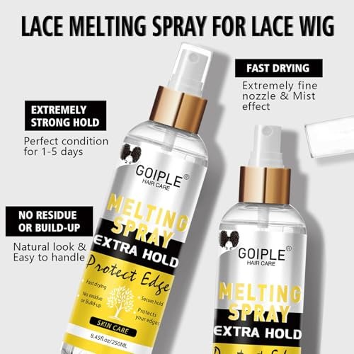 Goiple Lace Melting and Holding Spray – 8.45 fl oz Glue-Less Hair Adhesive for Wigs, Lace Frontals, and Closure Extensions | Strong Natural Hold with Control - görsel 8
