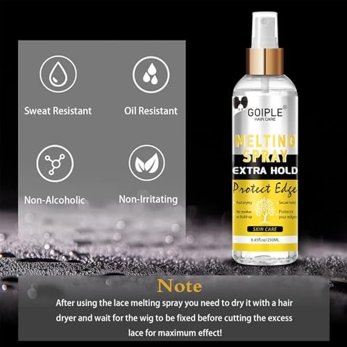 Goiple Lace Melting and Holding Spray – 8.45 fl oz Glue-Less Hair Adhesive for Wigs, Lace Frontals, and Closure Extensions | Strong Natural Hold with Control - görsel 6