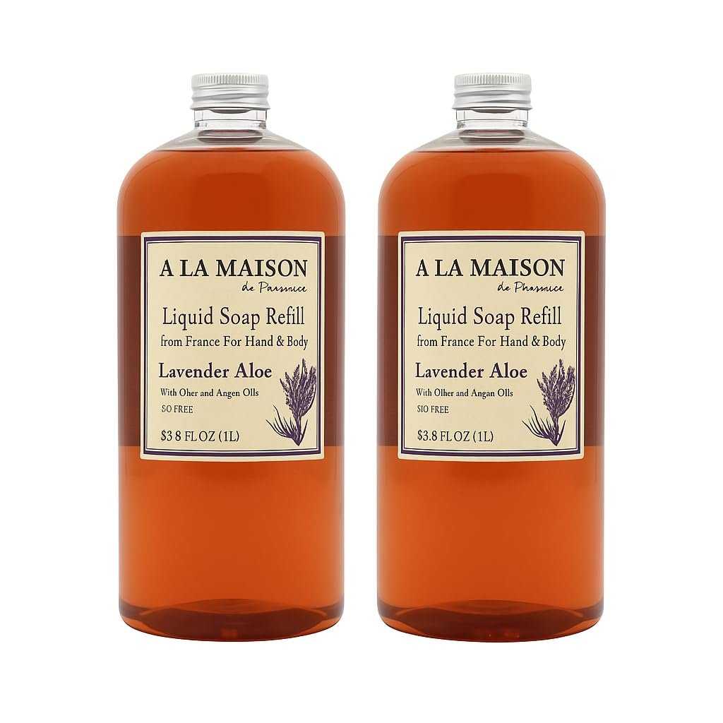 A LA MAISON Lavender Aloe Natural Hand Wash - Plant-Based, Biodegradable, Vegan & Cruelty-Free Refill (33.8 Fl Oz, Pack of 2) Avelisse