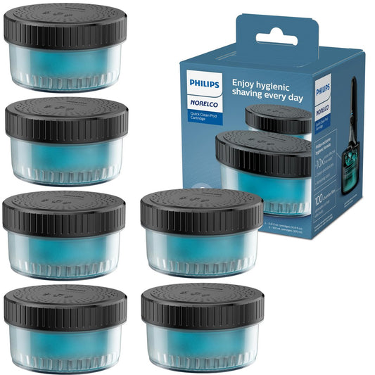 Norelco Philips Quick Clean Pod Cartridge, Lubricates Shaver and Eliminates Cut Hair, 6x 5.4 fl oz Cartridges (Up to 1.5yr Supply), BD9011AZ Avelisse