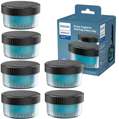 Norelco Philips Quick Clean Pod Cartridge, Lubricates Shaver and Eliminates Cut Hair, 6x 5.4 fl oz Cartridges (Up to 1.5yr Supply), BD9011AZ Avelisse