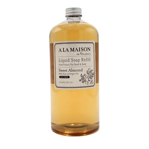 A LA MAISON Sweet Almond Natural Hand Wash Refill - Plant-Based, Biodegradable, Vegan & Cruelty-Free (33.8 Fl Oz) Avelisse