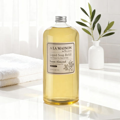 A LA MAISON Sweet Almond Natural Hand Wash Refill - Plant-Based, Biodegradable, Vegan & Cruelty-Free (33.8 Fl Oz) Avelisse