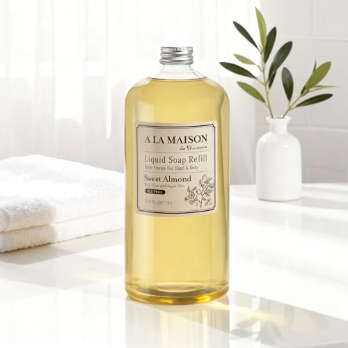 A LA MAISON Sweet Almond Natural Hand Wash Refill - Plant-Based, Biodegradable, Vegan & Cruelty-Free (33.8 Fl Oz) Avelisse