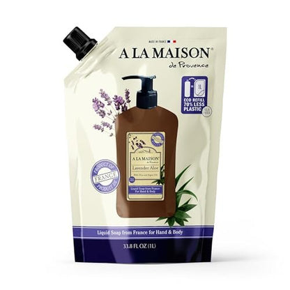 A LA MAISON French Liquid Hand Soap Refill - Natural Lavender Aloe Hand Wash, 33.8 Fl Oz Pouch, Plant-Based & Biodegradable Avelisse