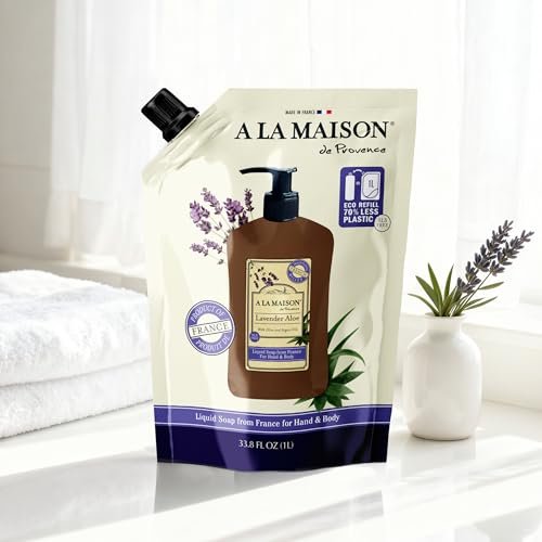 A LA MAISON French Liquid Hand Soap Refill - Natural Lavender Aloe Hand Wash, 33.8 Fl Oz Pouch, Plant-Based & Biodegradable Avelisse