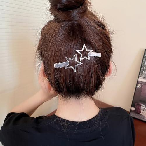 24pcs Silver Hair Clips for Women – 12 Pairs Metal Bangs Clip Pins & Barrettes, Alligator Clips & Star Hairclips for Styling Avelisse