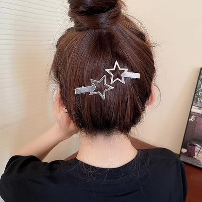 24pcs Silver Hair Clips for Women – 12 Pairs Metal Bangs Clip Pins & Barrettes, Alligator Clips & Star Hairclips for Styling Avelisse