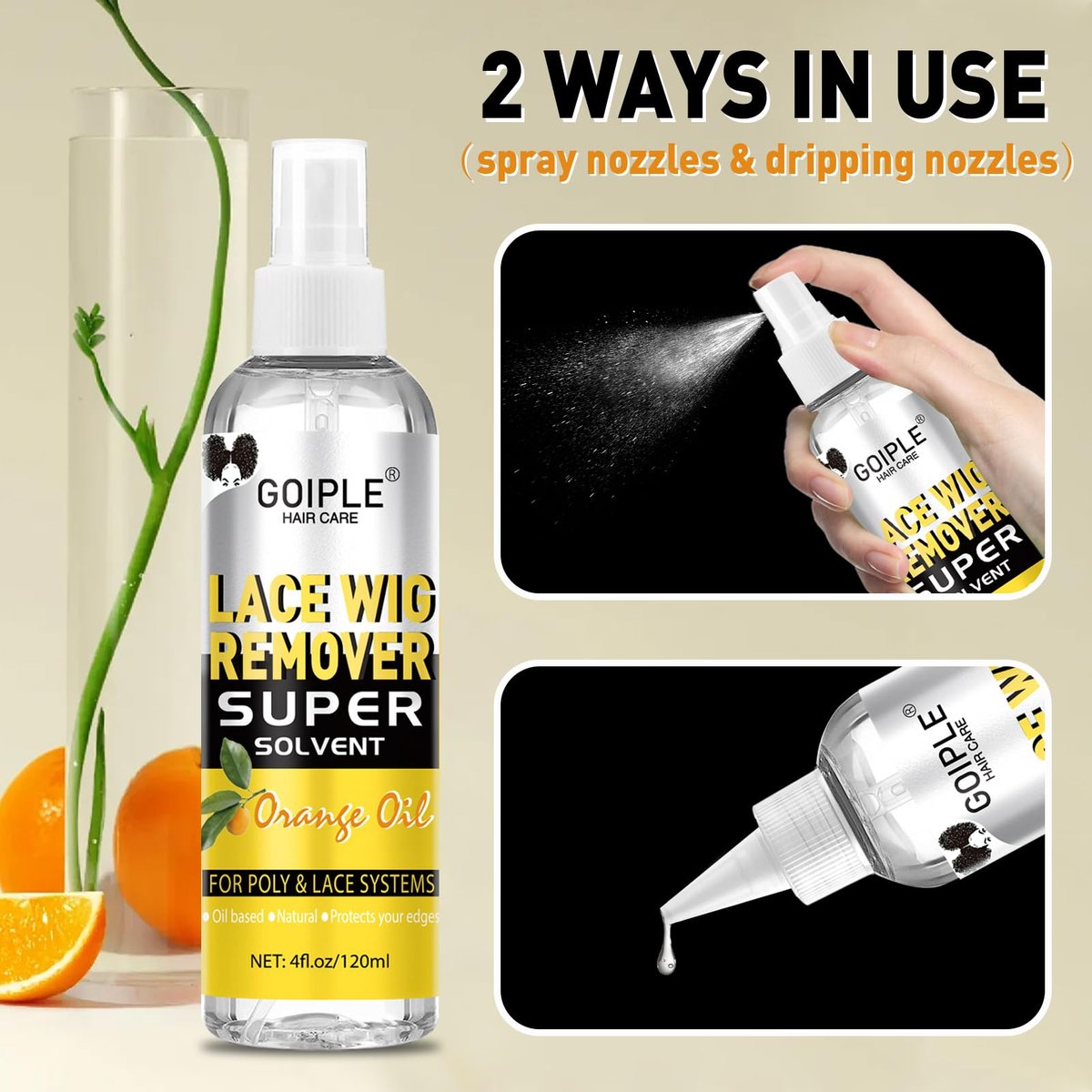 Tape in Extension Remover – 4 FL OZ Fast Acting Hair Glue Remover for Tape In Extensions, Wig Adhesive Remover, Removes Hair Glue, Wig Tape & Edge Brush - görsel 9