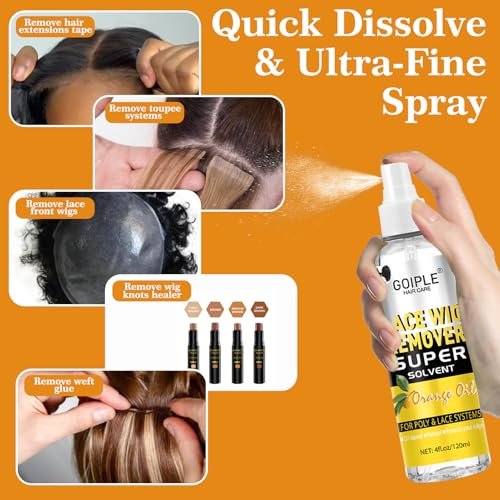 Tape in Extension Remover – 4 FL OZ Fast Acting Hair Glue Remover for Tape In Extensions, Wig Adhesive Remover, Removes Hair Glue, Wig Tape & Edge Brush - görsel 8