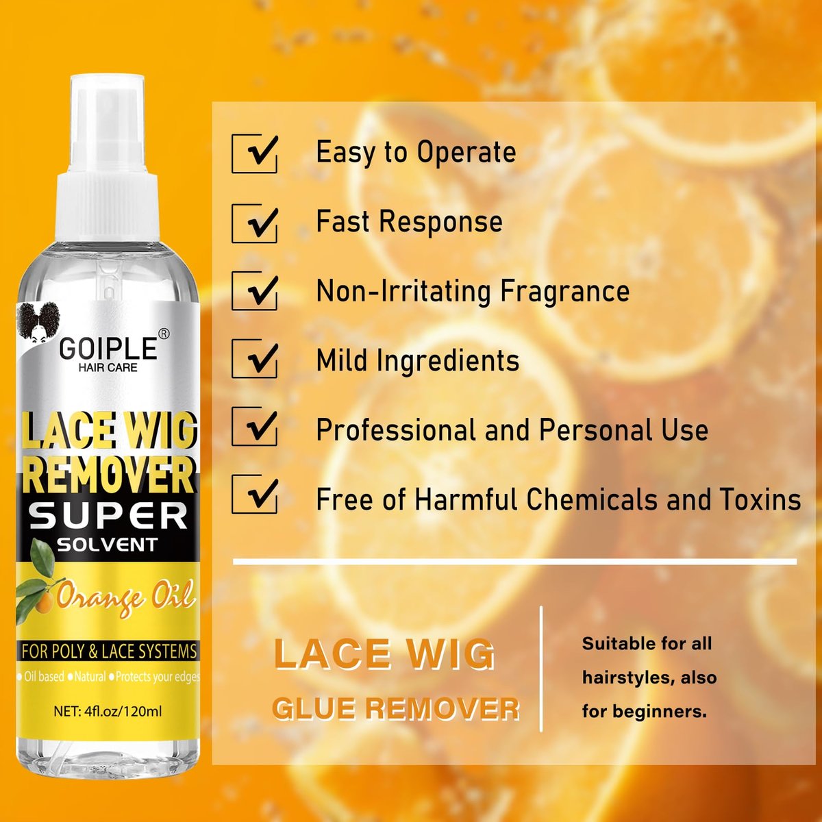 Tape in Extension Remover – 4 FL OZ Fast Acting Hair Glue Remover for Tape In Extensions, Wig Adhesive Remover, Removes Hair Glue, Wig Tape & Edge Brush - görsel 5