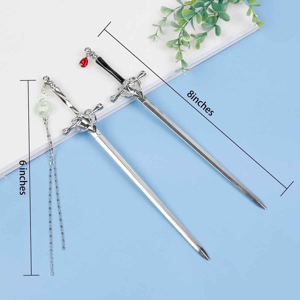 4-Piece Retro Metal Sword Hair Sticks – Ancient Style Hair Chopsticks with Tassels for Women and Men - görsel 11