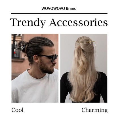 4-Piece Retro Metal Sword Hair Sticks – Ancient Style Hair Chopsticks with Tassels for Women and Men