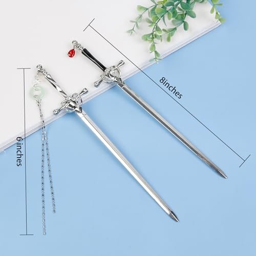 4-Piece Retro Metal Sword Hair Sticks – Ancient Style Hair Chopsticks with Tassels for Women and Men - görsel 12