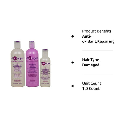 ApHogee Shampoo for Damaged Hair 16 oz + Leave-In Conditioner 16 oz + Keratin 2 Minute Reconstructor 8 oz Set Avelisse
