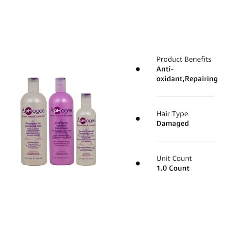 ApHogee Shampoo for Damaged Hair 16 oz + Leave-In Conditioner 16 oz + Keratin 2 Minute Reconstructor 8 oz Set Avelisse