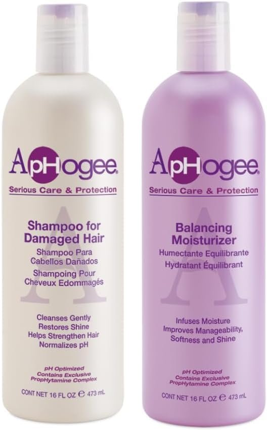 ApHogee Shampoo for Damaged Hair + Balancing Moisturizer 16 oz Set (2-Pack) Avelisse