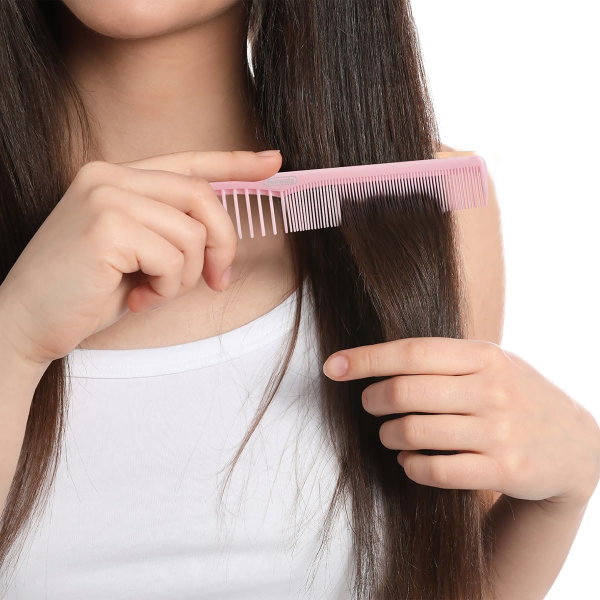 Feewala Combs Set - 8-Piece Classic Hair Comb with Fine & Wide Teeth for Detangling, Sectioning & Teasing - 7 Inches, 4 Colors (Black, Pink, Brown, White) - görsel 11