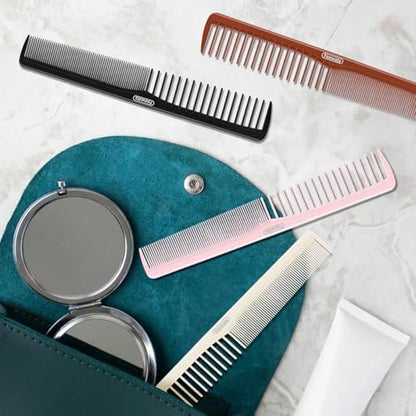 Feewala Combs Set - 8-Piece Classic Hair Comb with Fine & Wide Teeth for Detangling, Sectioning & Teasing - 7 Inches, 4 Colors (Black, Pink, Brown, White)