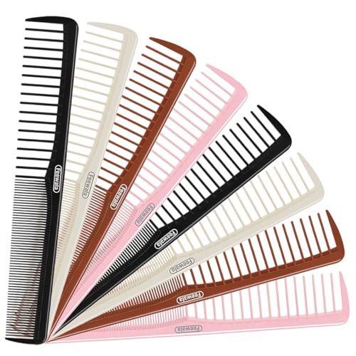 Feewala Combs Set - 8-Piece Classic Hair Comb with Fine & Wide Teeth for Detangling, Sectioning & Teasing - 7 Inches, 4 Colors (Black, Pink, Brown, White) - görsel 2