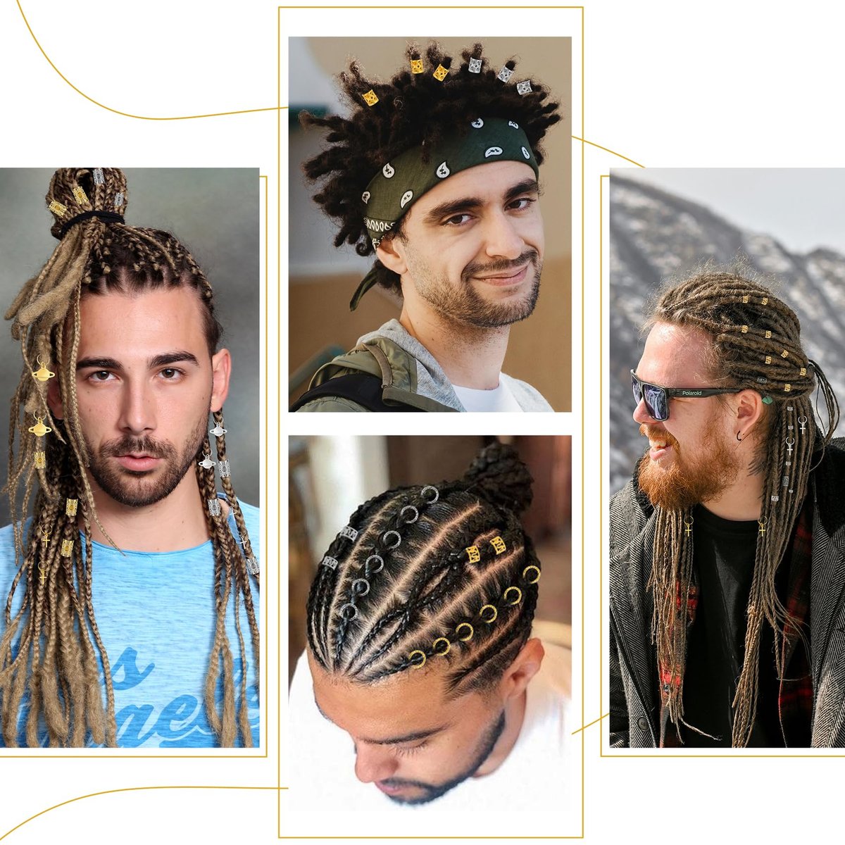 296PCS Hair Jewelry for Braids - Gold & Silver Hair Cuffs, Charms, Braid Jewelry, Metal Hair Clips for Locs, Braid Clips, Hair Rings Decorations for Women Men Unisex - görsel 7
