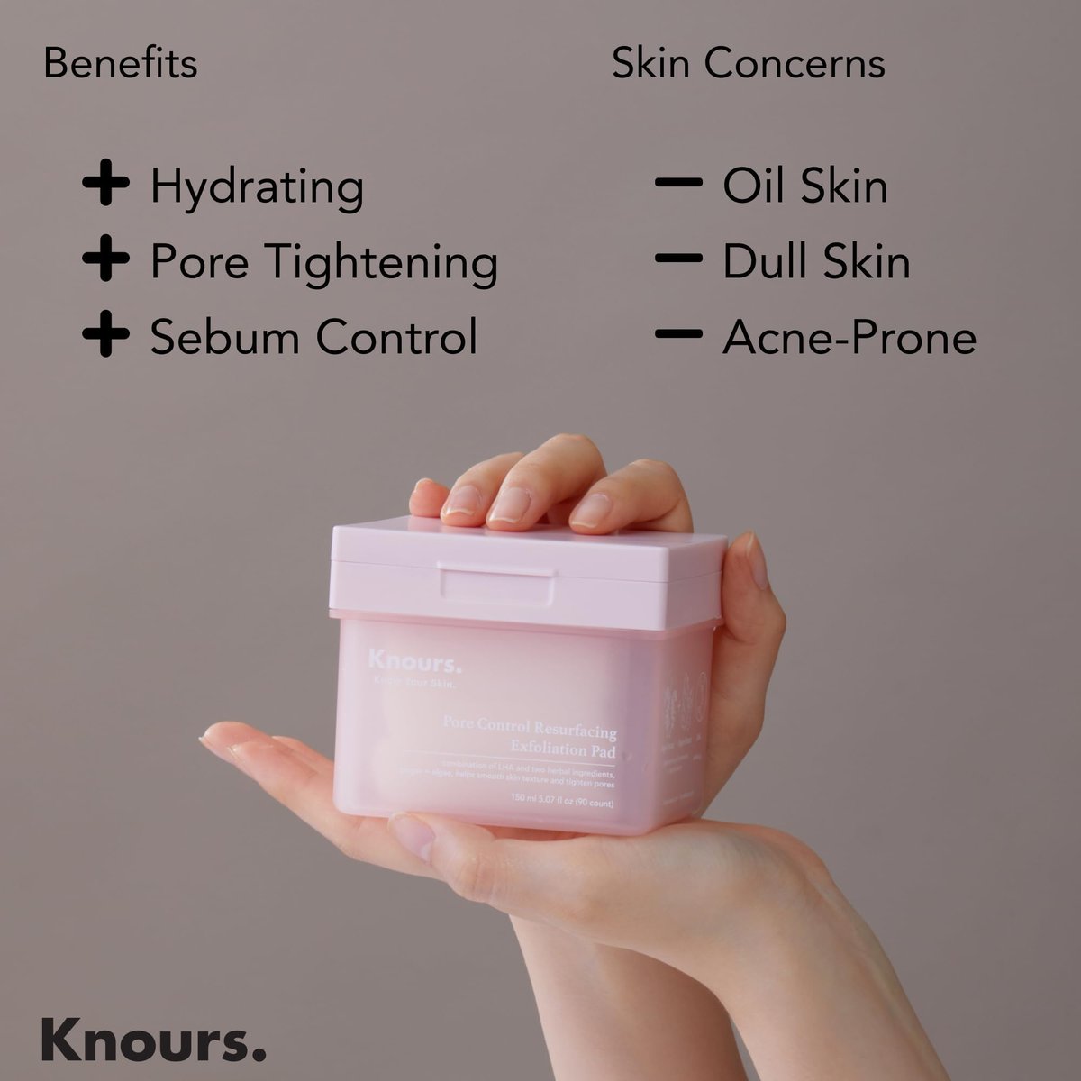 Knours Pore Control Exfoliating Korean Toner Pads | LHA for Sensitive Skin | Refine Textured Skin and Blemishes, Control Sebum, Tighten Pores | 90 Count Avelisse